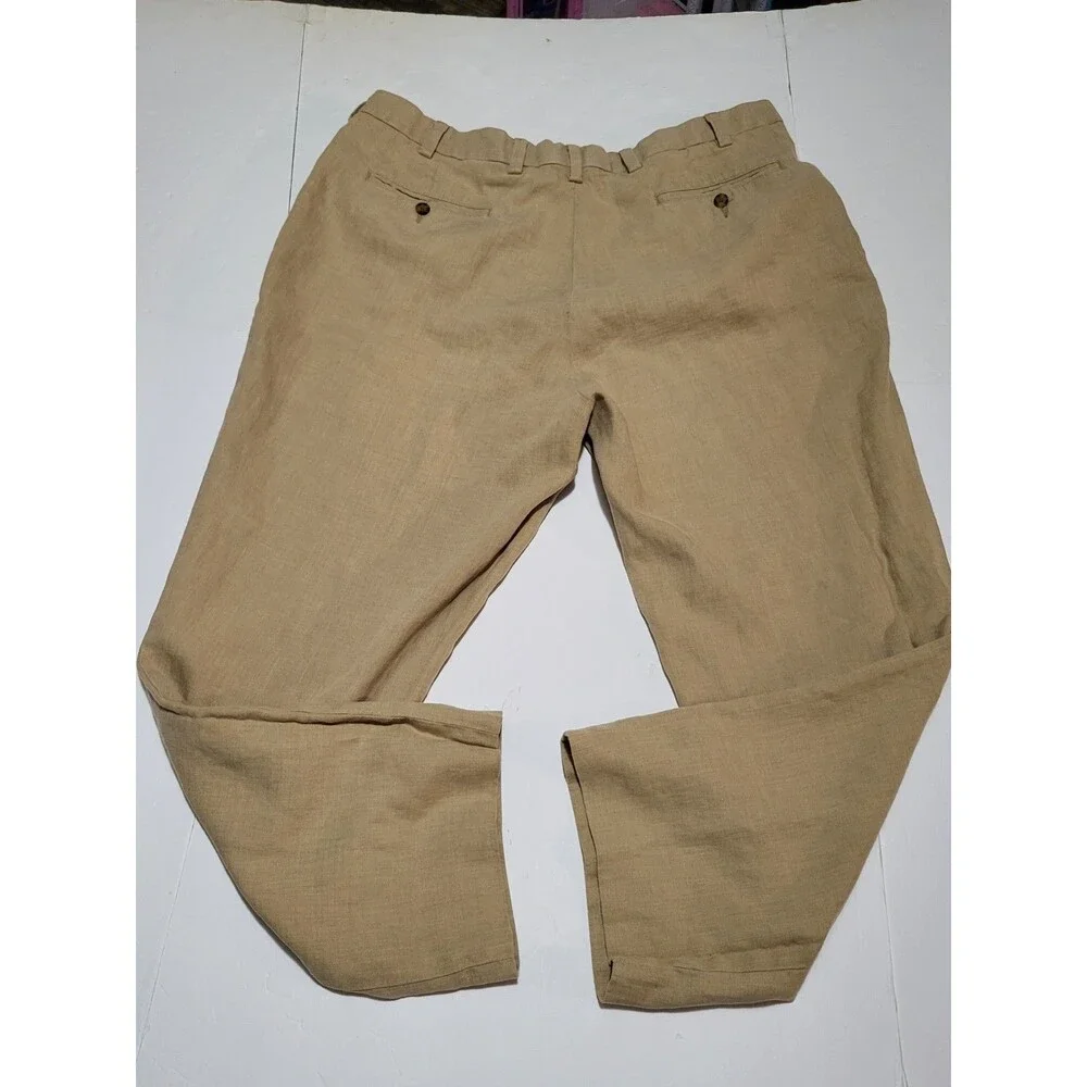 Jos. A Banks Traveler's Collection 100% Linen Brown Pants Size Men's 40x30